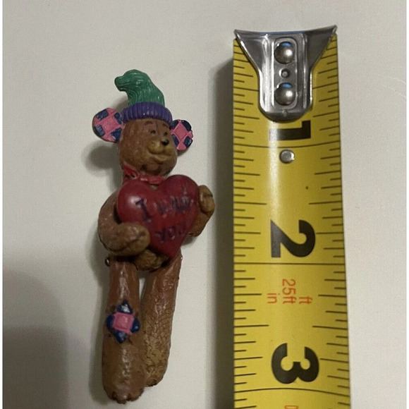 Vintage Resin Brooch Pin Teddy Bear I Love You - Moving Arms & Legs 3” - Picture 7 of 7